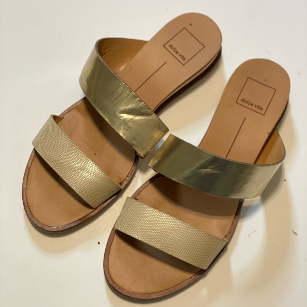 Dolce Vida Paci Vegan Leather Double Strap Slide On Casual Womens Sandals 8.5M